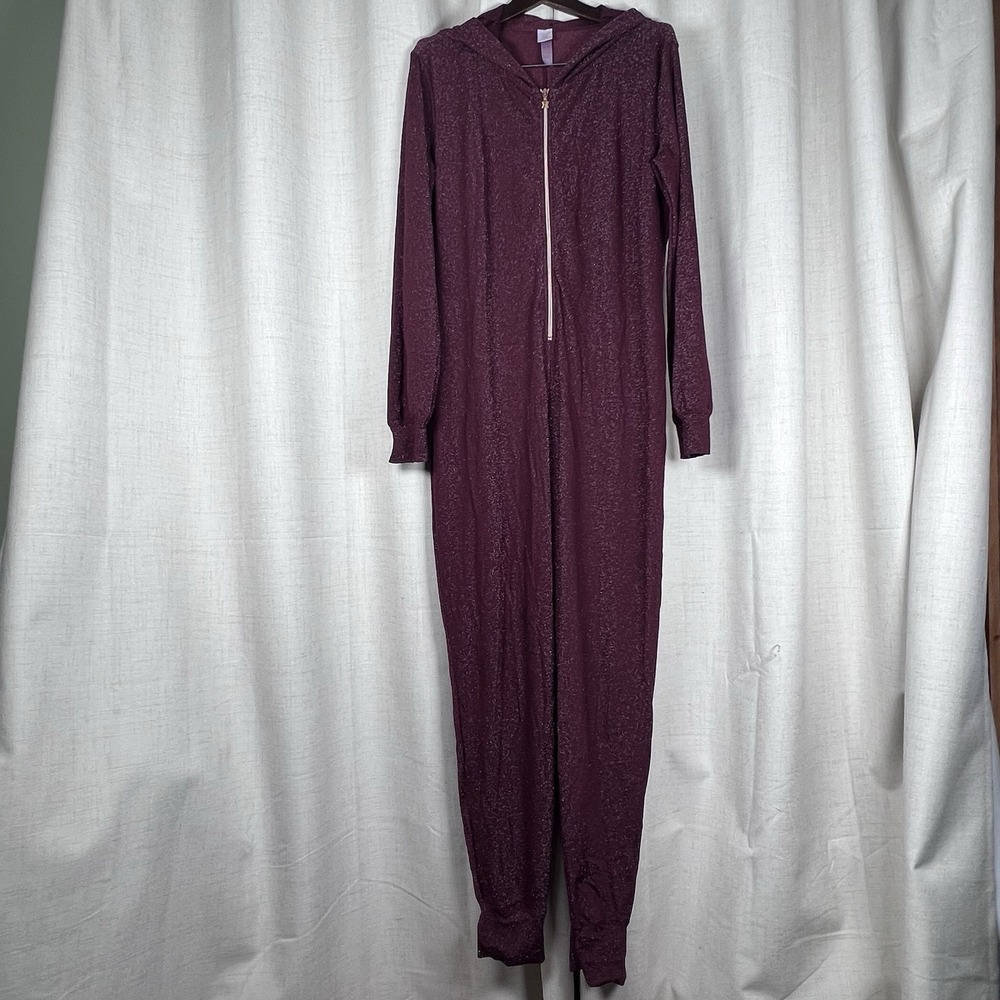 Savage‎ X Fenty Sleep & Shine Hooded Jumper Burgundy Sparkle XL One Piece